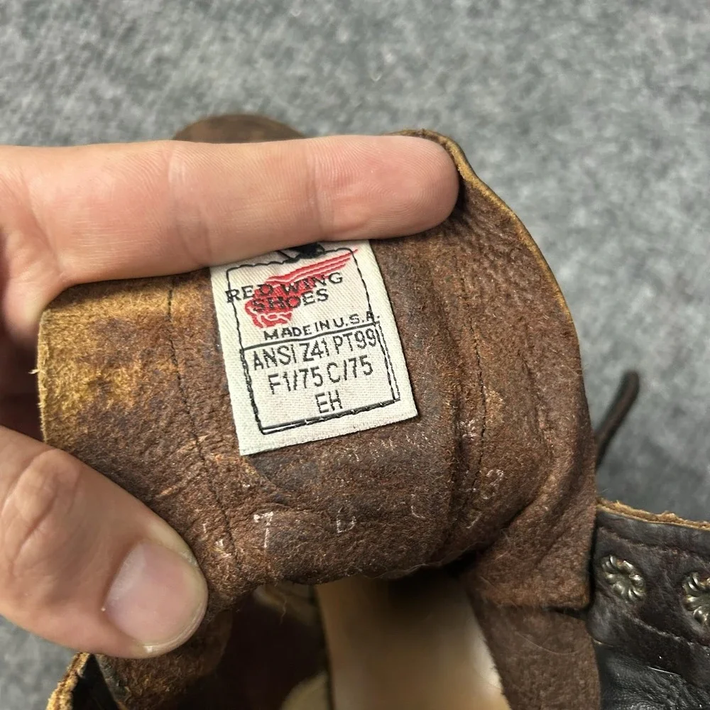 Red Wing USA Brown Leather Steel Toe EH Work Boots Oil Resistant Men's 7 ANSI Z4